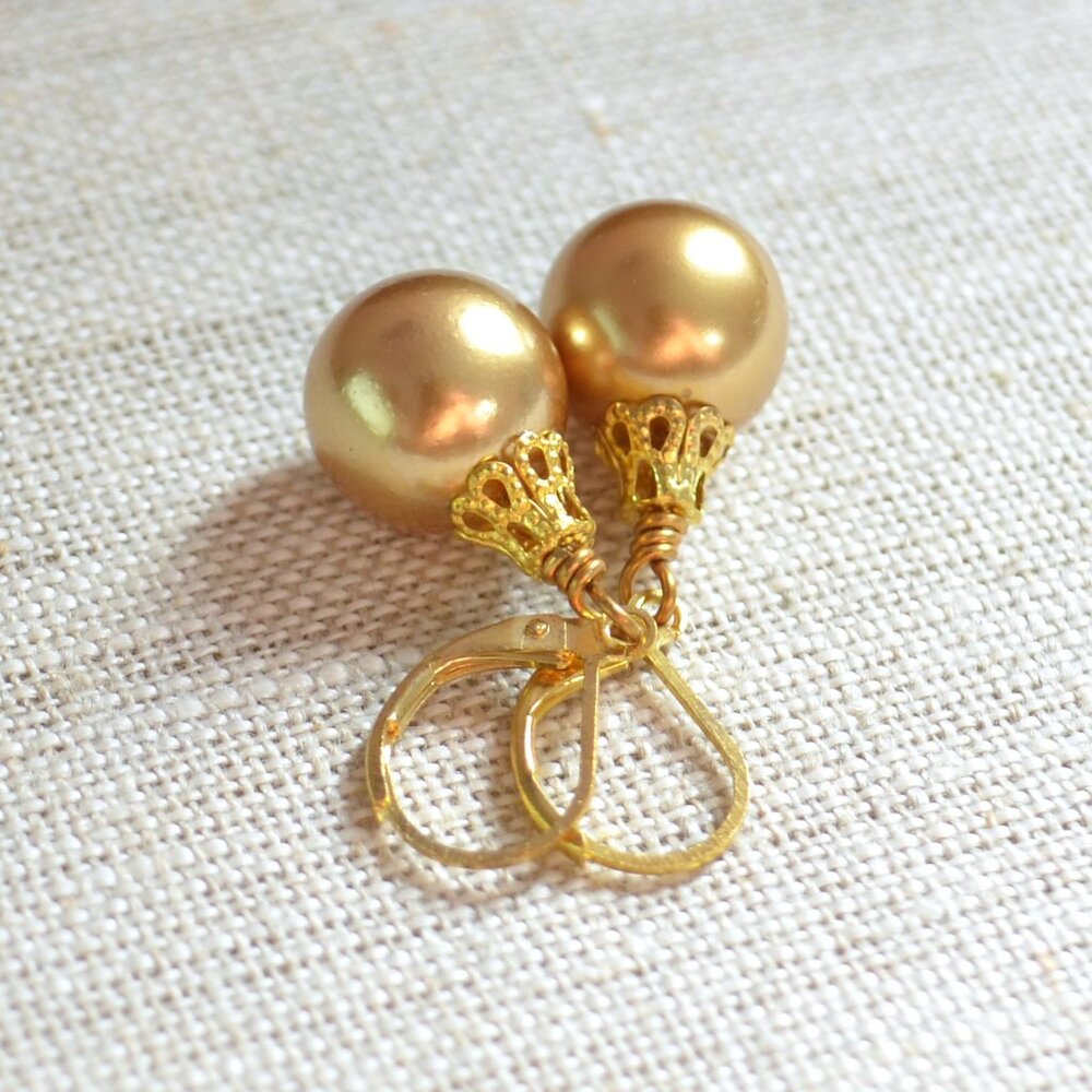 Gold Christmas Ornament Earrings - Hand Made in Canada